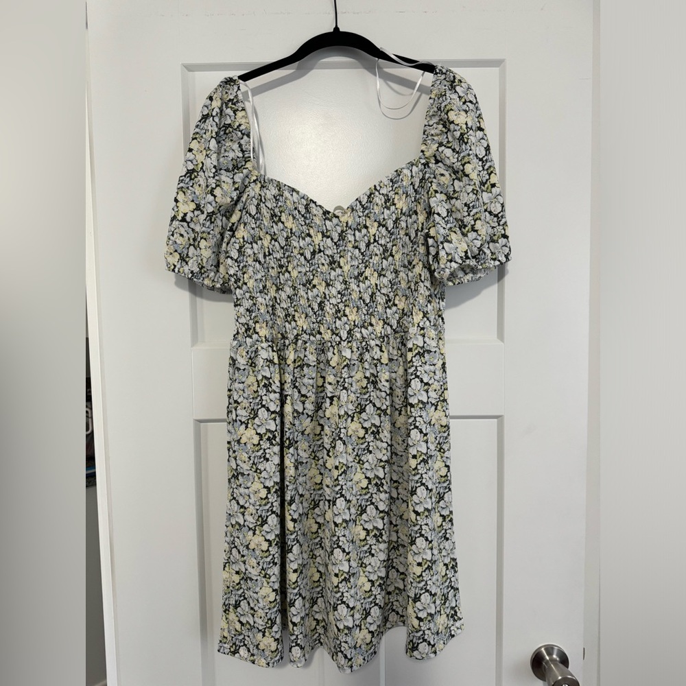 H&M Floral Mini Dress - Black, White, Yellow
